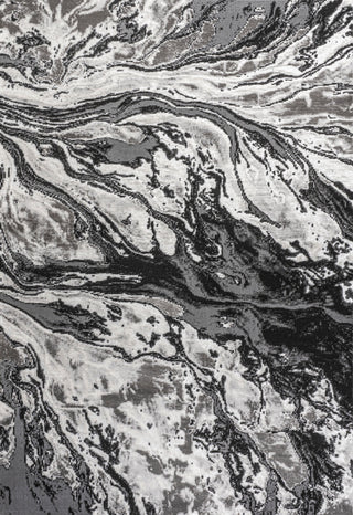 Swirl Marbled Abstract Area Rug, Black/Ivory, 4 X 6