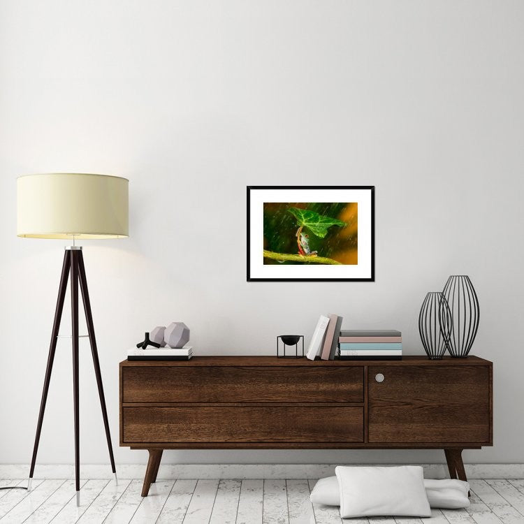 "Ohh Noo - Its Raining" Framed Digital Print by Kutub Uddin, 30x22"