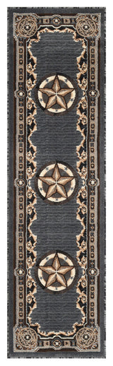 Allstar Western Area Rug Texas Star design, Grey, 2x7