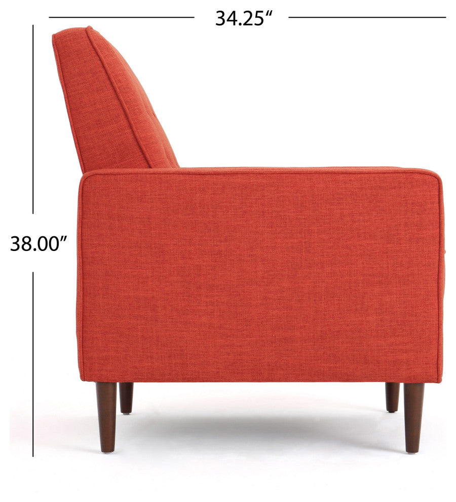 GDF Studio Macedonia Mid-Century Modern Button Tufted Fabric Recliner, Muted Orange Fabric