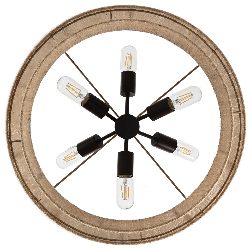 GetLedel 23.8" 6-Light Dimmable Handwoven Drum Chandelier, Oil Rubbed Bronze