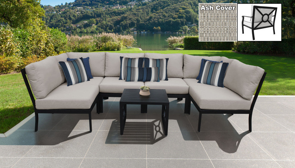 kathy ireland Madison Ave. 7 Piece Aluminum Patio Furniture Set 07c, Truffle