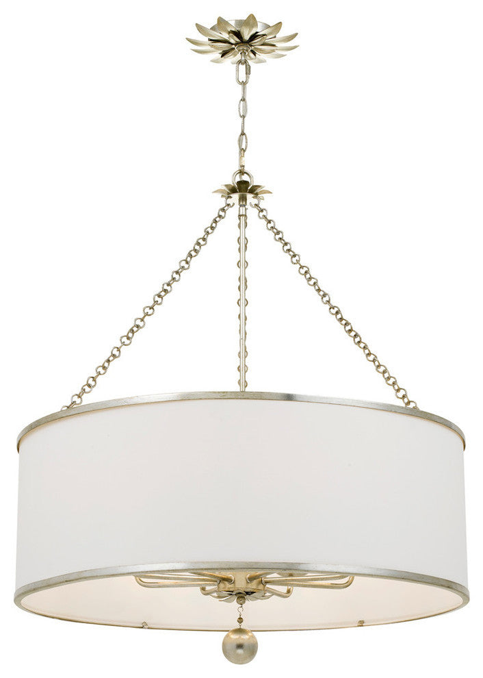 Broche 8 Light Chandelier, Antique Silver