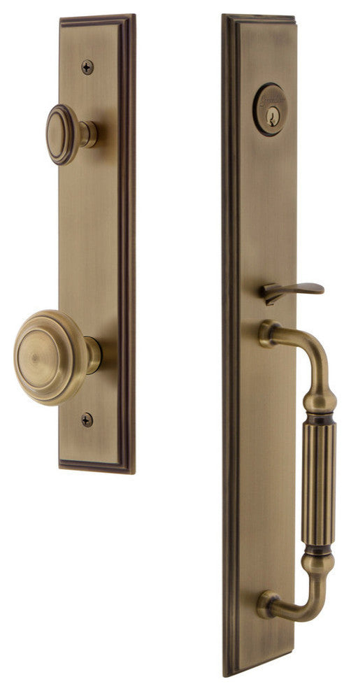 Carre' 1-Piece Dummy Handleset, F Grip and Circulaire, Vintage Brass, 848991