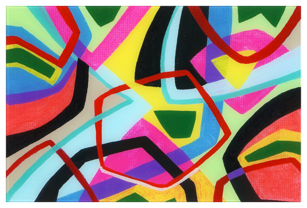 "Bold Shape Shift II" Frameless Free-Floating Reverse Printed Tempered Art Glass