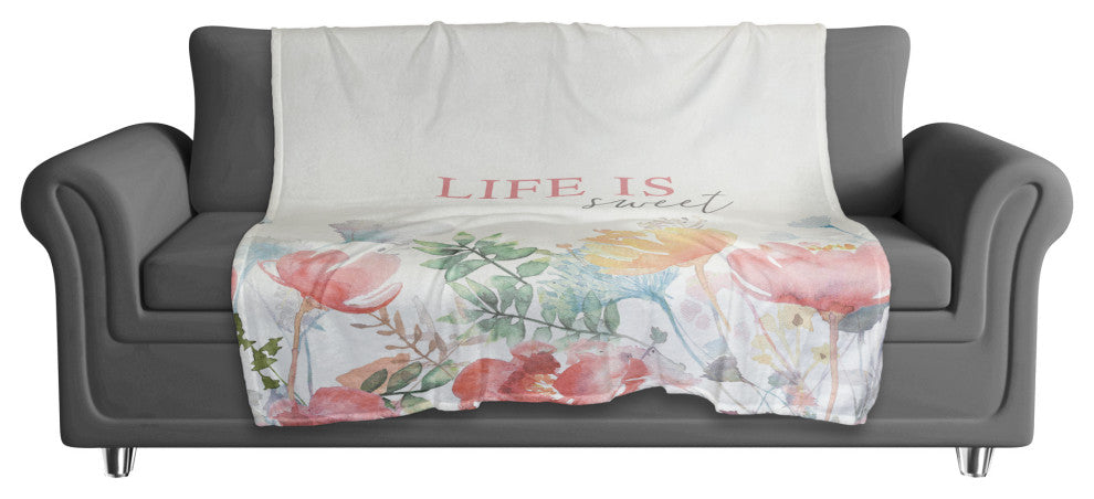 Life is Sweet Botanicals 50x60 Coral Fleece Blanket