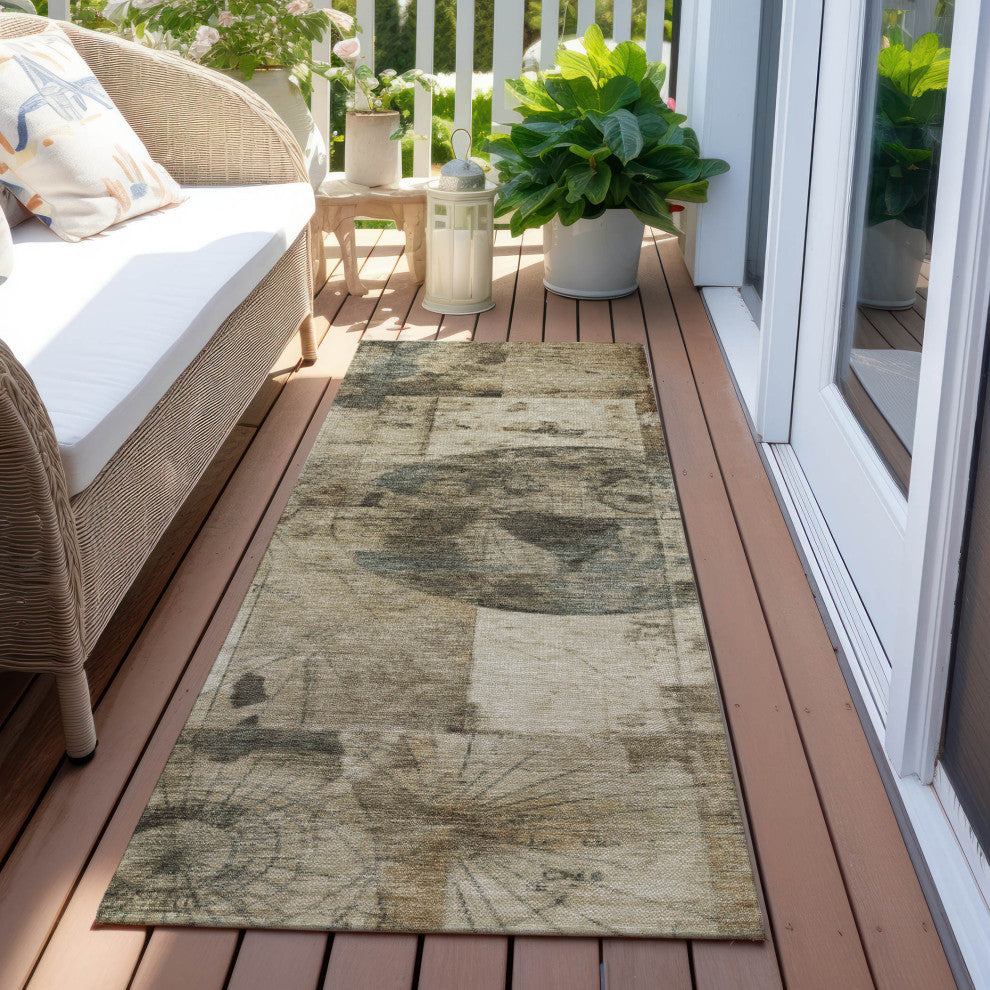 Machine Washable Indoor/Outdoor Chantille ACN1905 Taupe 2'3" x 7'6" Runner Rug