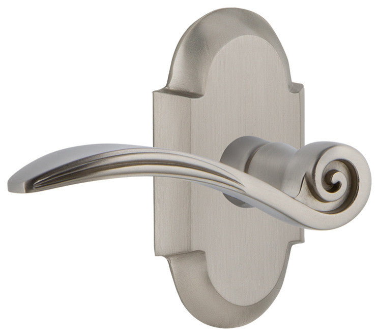 Cottage Plate With Swan Lever, Satin Nickel, Right-Handed