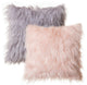 Faux Fur Throw Pillow With Insert, Silver Grey And Pink