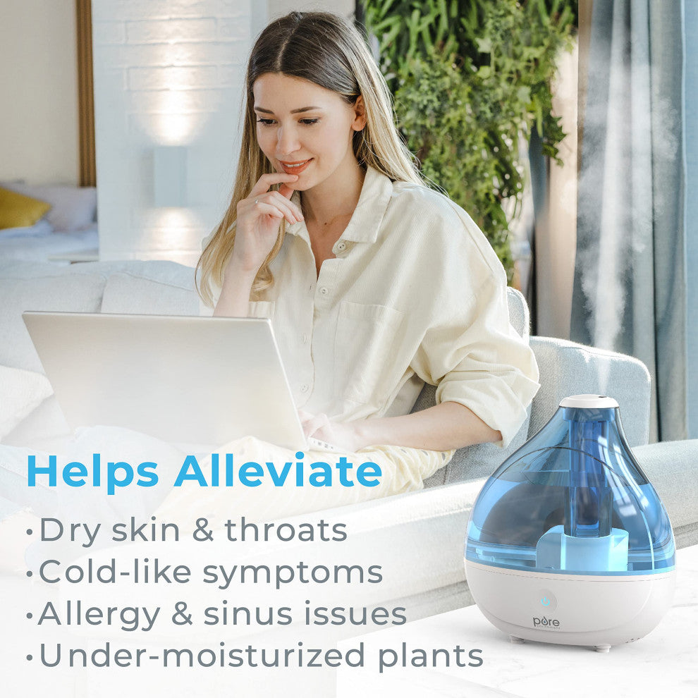 MistAire Studio Ultrasonic Cool Mist Humidifier - Compact Overnight Operation, Mistaire (Large)