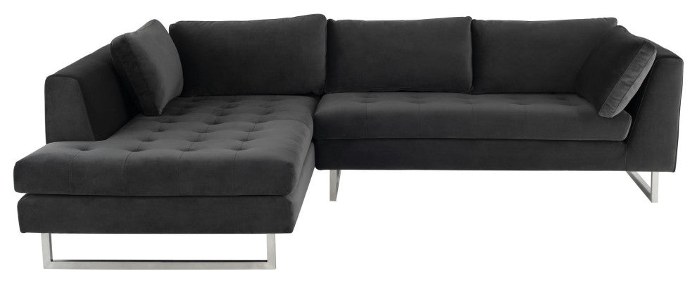 Janis Shadow Grey Fabric Sectional Sofa, HGSC378
