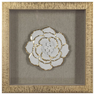 Gold Ceramic Flower Shadow Box Wall DÃ©cor (MS39291AP)