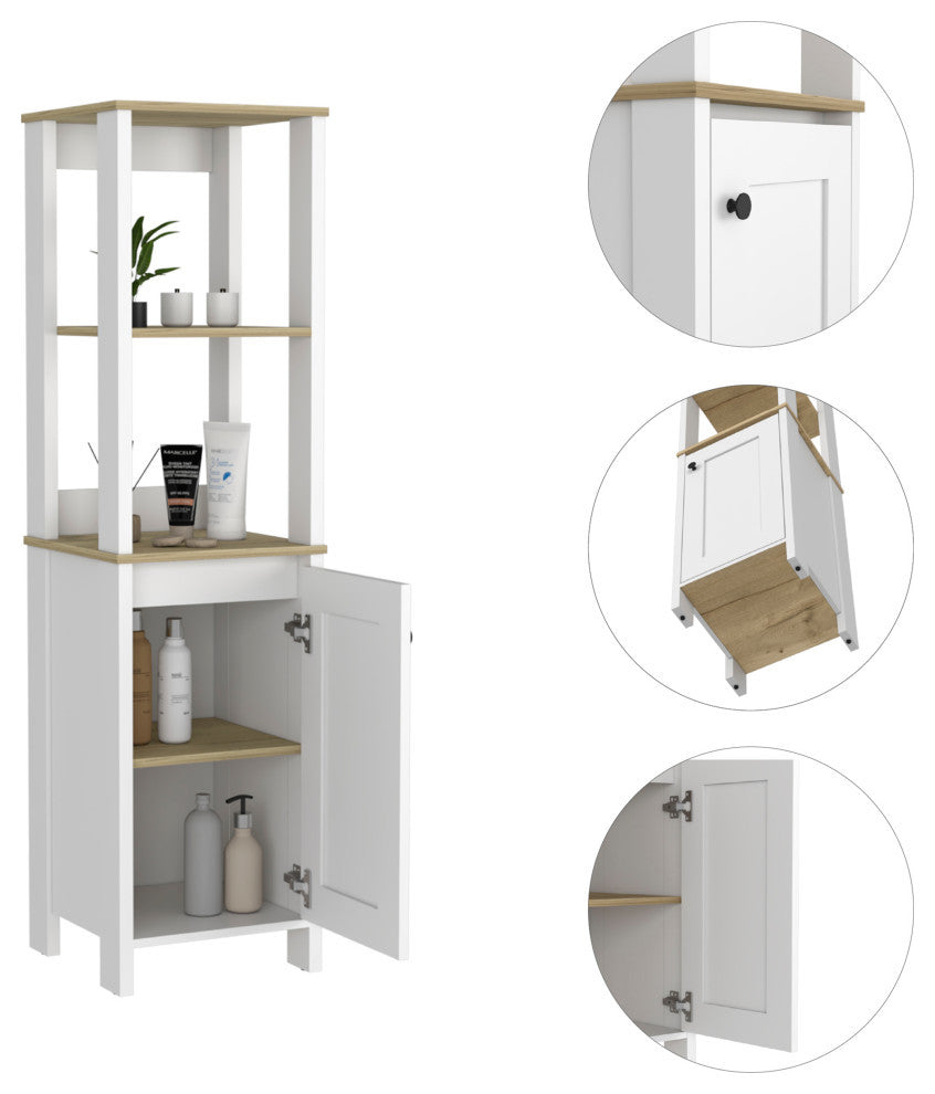 Artic Linen Cabinet, Light Oak-White