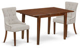 3Pc Dinette Set, Rectangular Table, Butterfly Leaf, Two Chairs, Mahogany