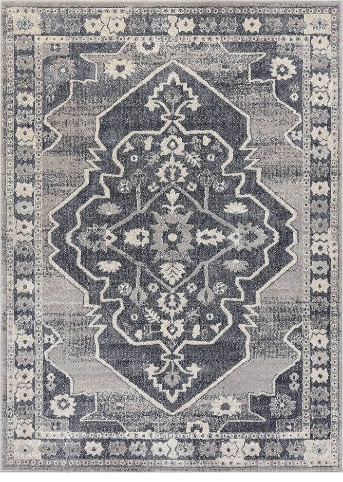 Well Woven Pearl Republic Dark Gray Modern Distressed Medallion Soft Area Rug