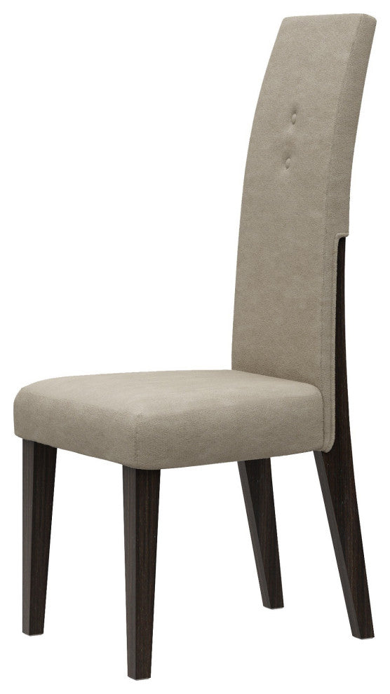 Set of Two Brown And Espresso Upholstered Microfiber Dining Side Chairs