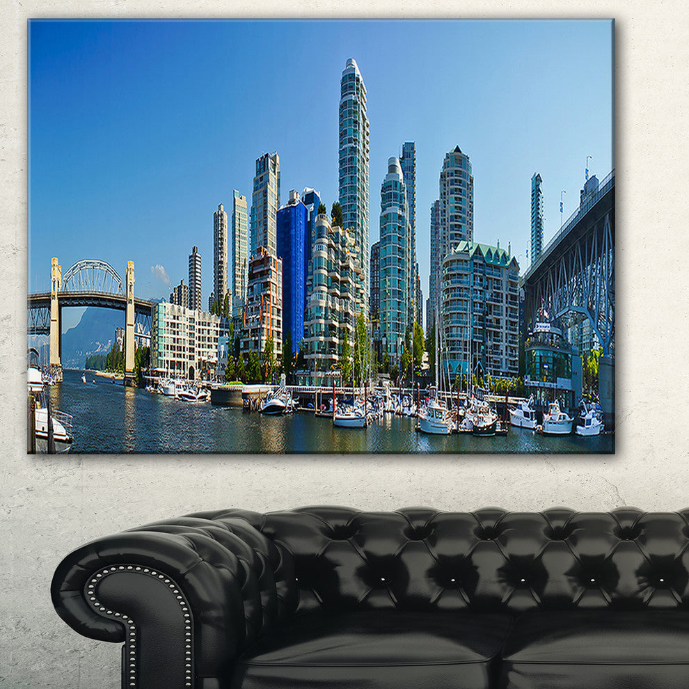 "Beautiful View of Vancouver" Cityscape Canvas Photo Print, 40"x20"