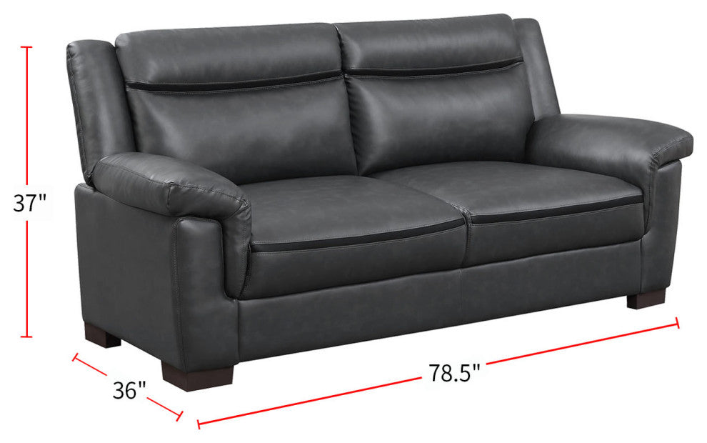 Leatherette Upholstered Sofa, Gray