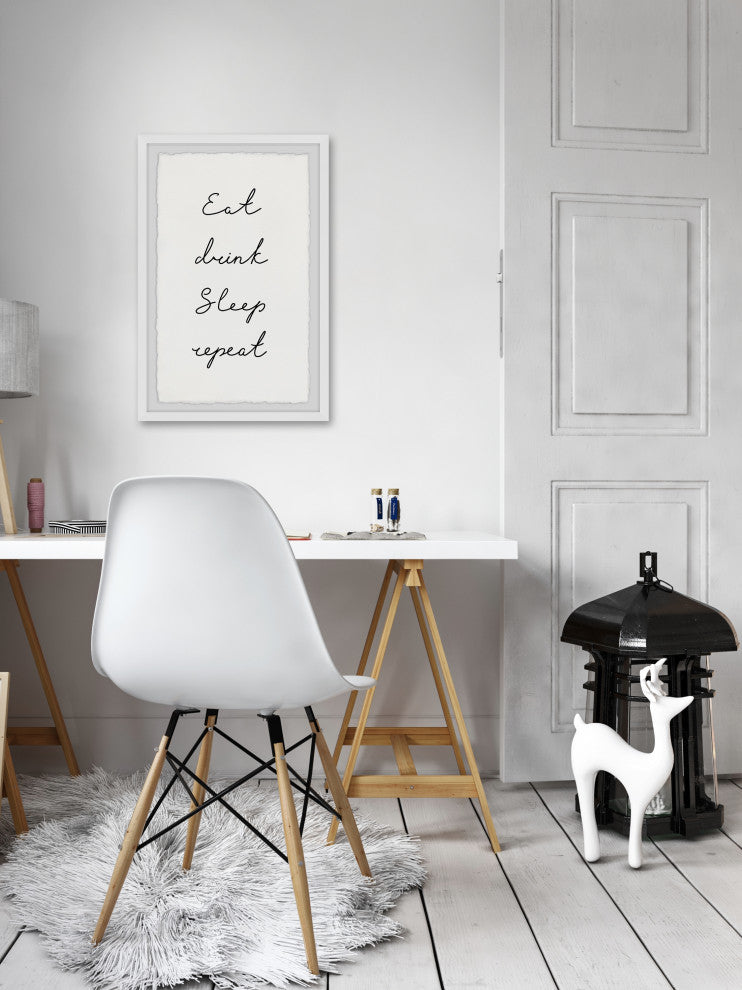 "Eat Drink Sleep Repeat" Framed Painting Print, 16x24