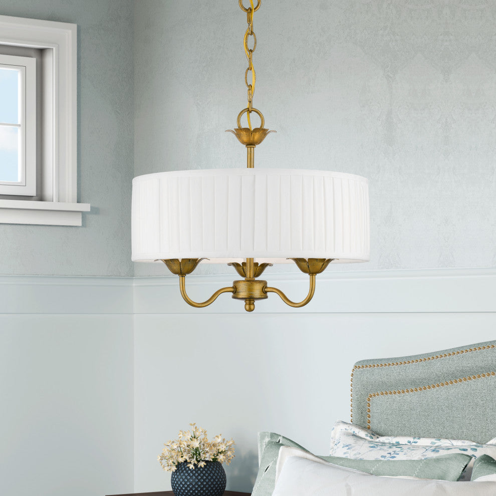 Livex Lighting 3 Light Antique Gold Leaf Pendant Chandelier