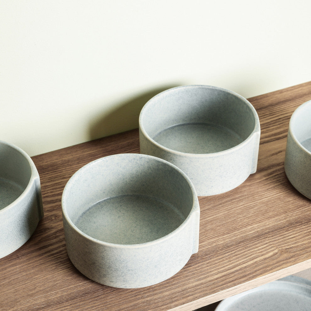 Stone Lain Bao Stoneware Bowl Set of 4, Blue-Grey