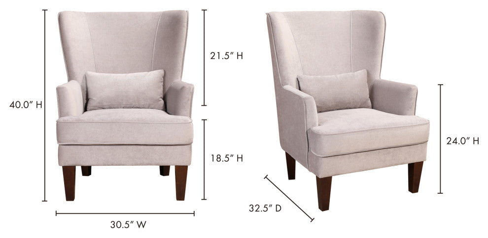 Contemporary Prince Arm Chair Grey Velvet - Grey