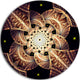 Symmetrical Yellow Brown Fractal Flower, Floral Disc Metal Artwork, 36"