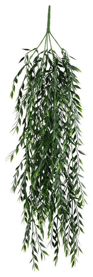 Vickerman Fi191331 30" Artificial Green Salix Leaf Hanging Bush, Pack of 2