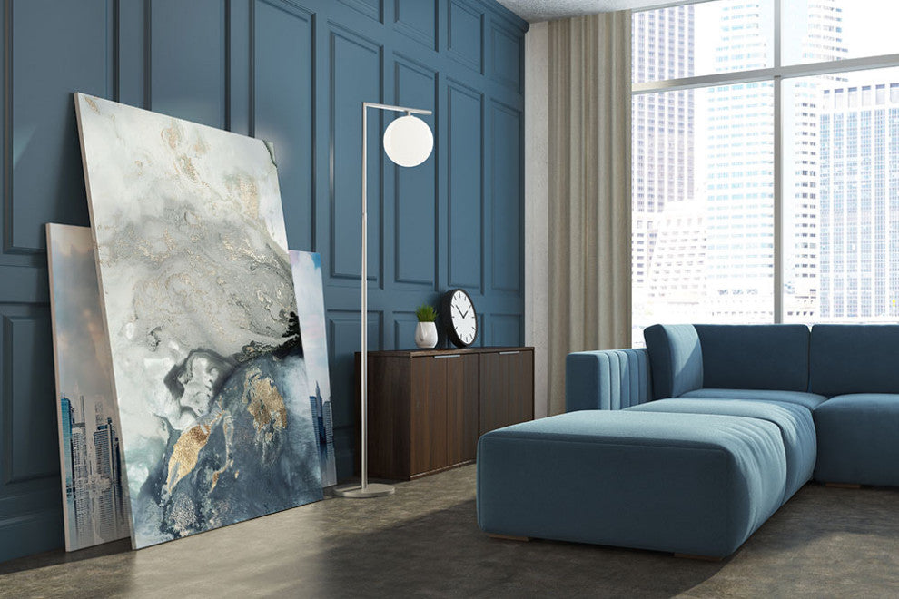 "Ocean Splash I Indigo Version" Fine Art Giant Canvas Print, 48"x72"