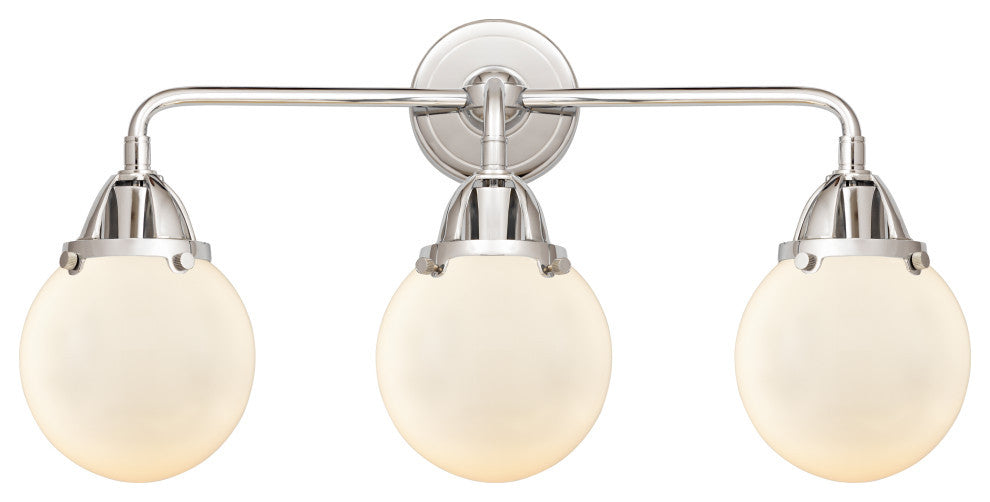 Beacon Bath Vanity Light, Polished Chrome, Matte White, Matte White