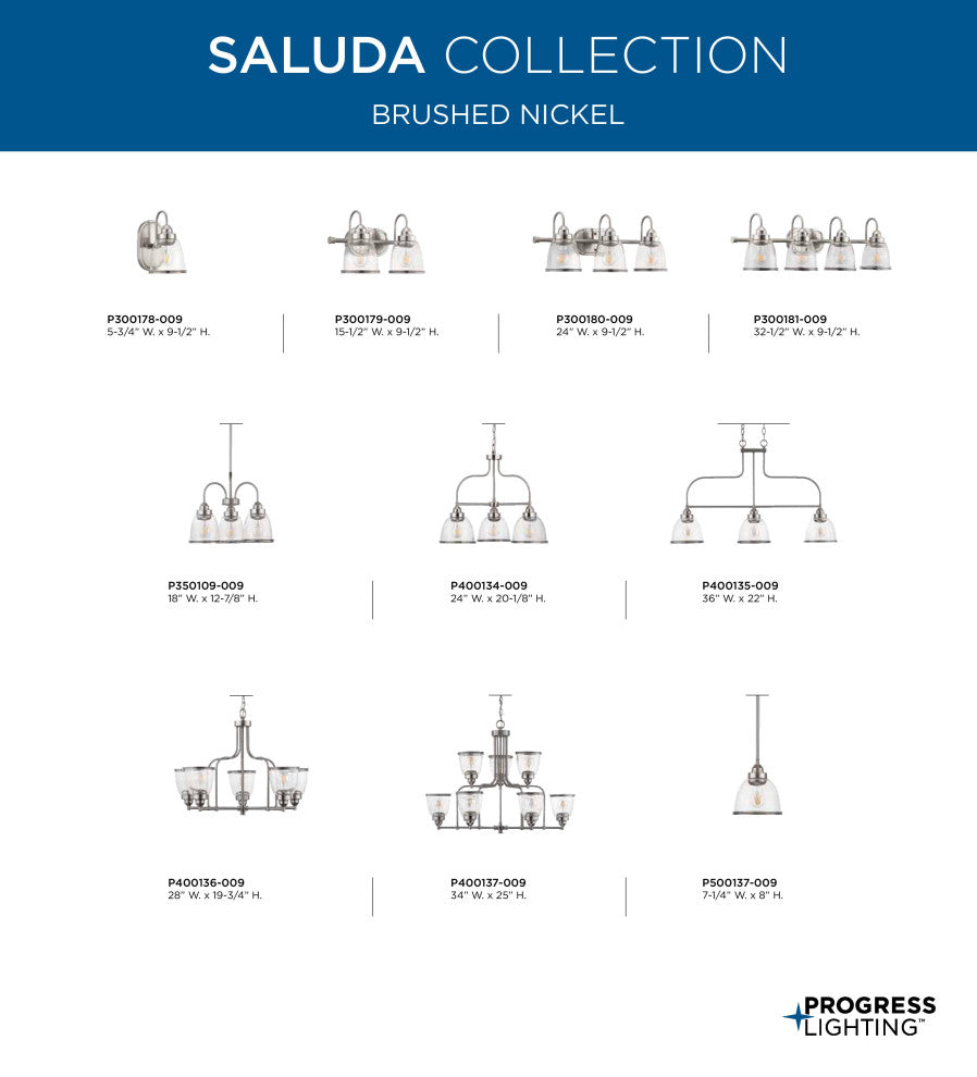 Saluda 1-Light Mini-Pendant, Brushed Nickel
