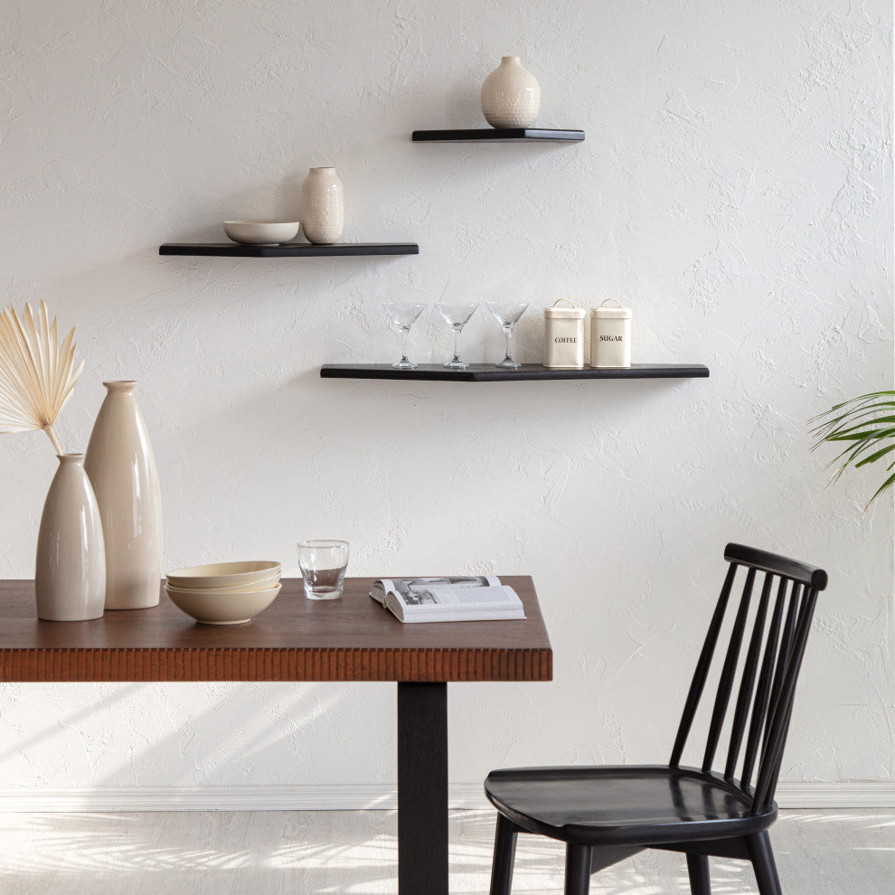 Force Set of 3 Wall Mounted Shelves, Black