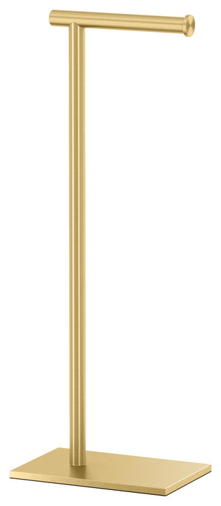 Square Freestanding Toilet Paper Holder, Brushed Brass, Single