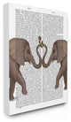 Elephants Heart Rose Book Page Illustration XXL Canvas Wall Art, 30"x40"