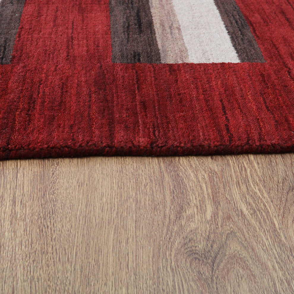 HAND KNOTTED LOOM WOOL ECO - FRIENDLY AREA RUGS - Red Brown,Contemporary