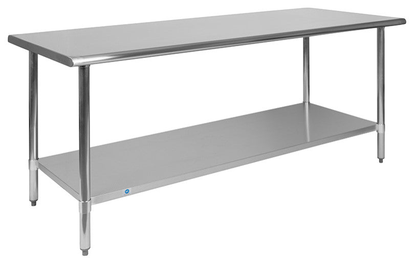 Stainless Steel 18 Gauge Work Table with Undershelf - NSF Certified, 72"w X 30"d