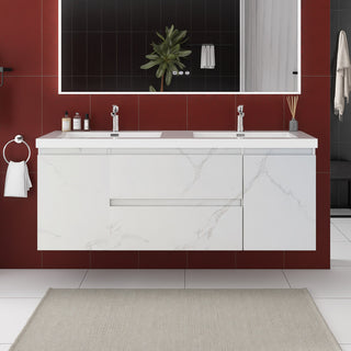 60 inch Wall-Mounted Bathroom Vanity Set with Resin Integrated Sink