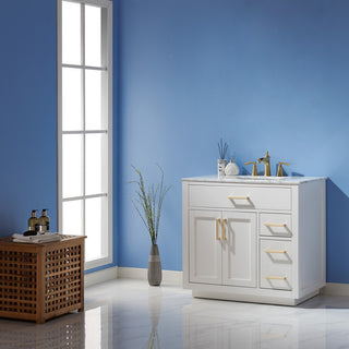 Ivy White Bathroom Vanity Set, 36", Without Mirror