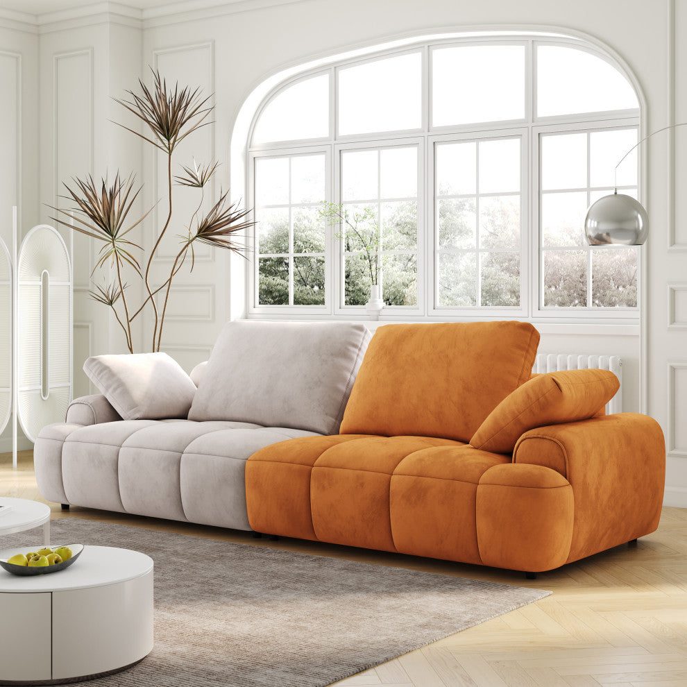 86" Large-Sized Modern Sofa with High-End Suede Fabric