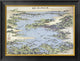"Map of Shiogama and Matsushima In Oshu" Framed Canvas Giclee by Hokusai, 26x20"