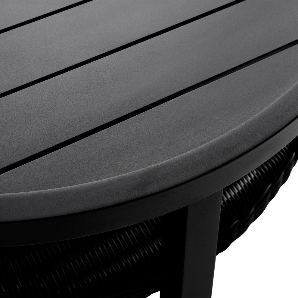 Grand 5 Piece Black Aluminum Outdoor Seating Set With Dark Gray Cushions
