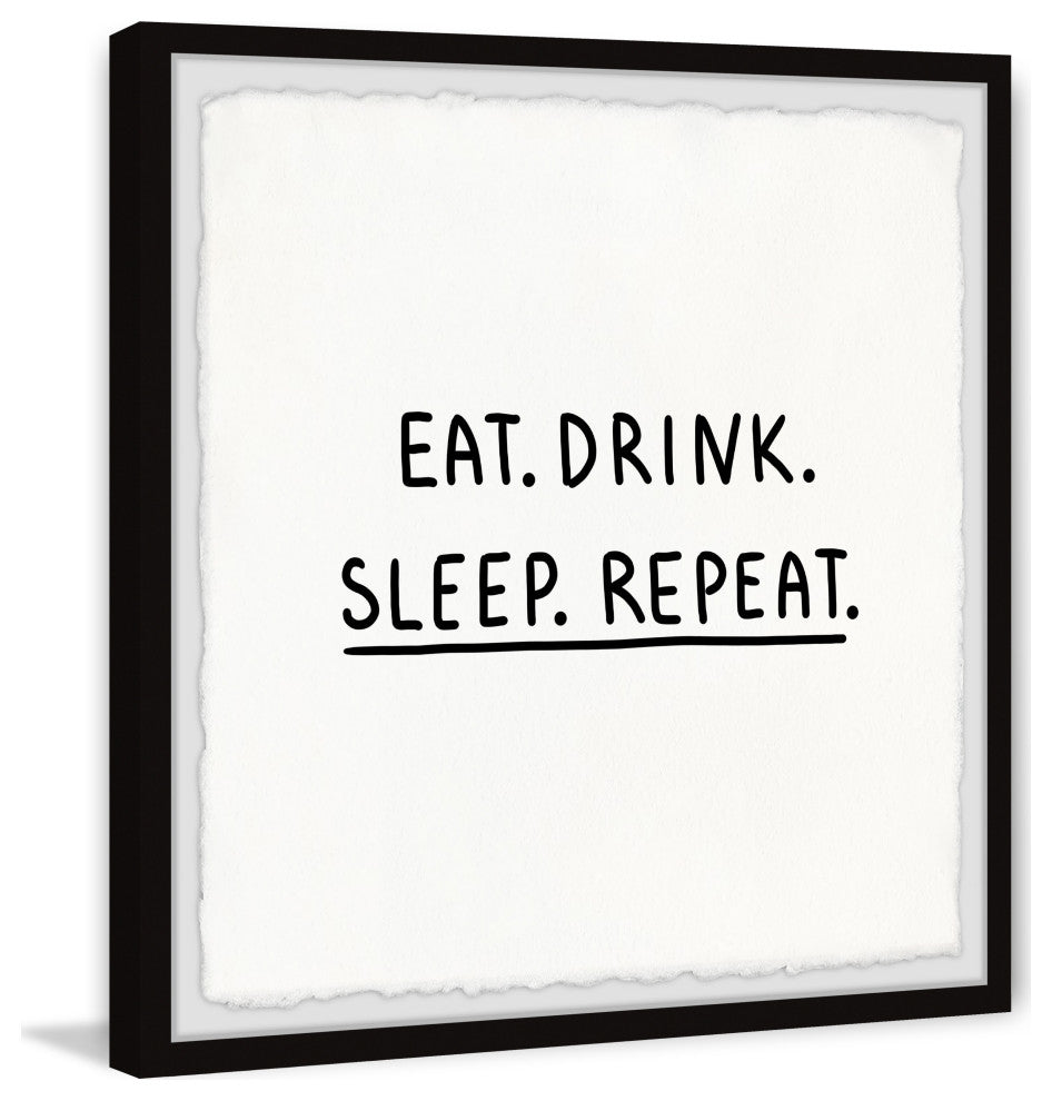 "Eat Drink Sleep" Framed Painting Print, 32x32