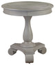 Transitional Antique Living Room Round End Table, Antique Gray