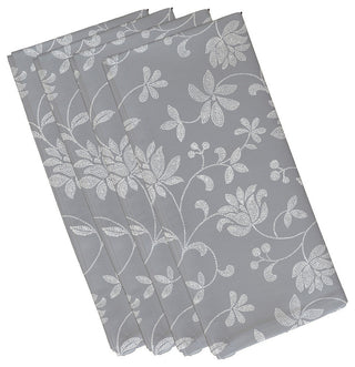 Traditional Floral, Floral Print Napkin, Gray, Set of 4