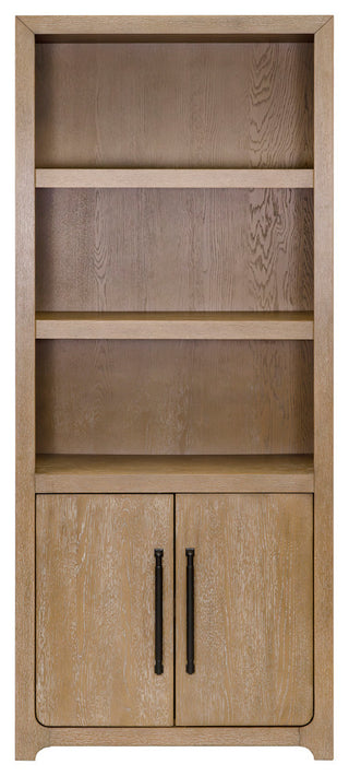 Modern Wood Bookcase With Doors, Office Shelving, Light Brown