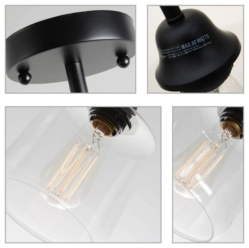 Black Glass Pendant Lamp Vintage Farmhouse Pendant Light Fixture