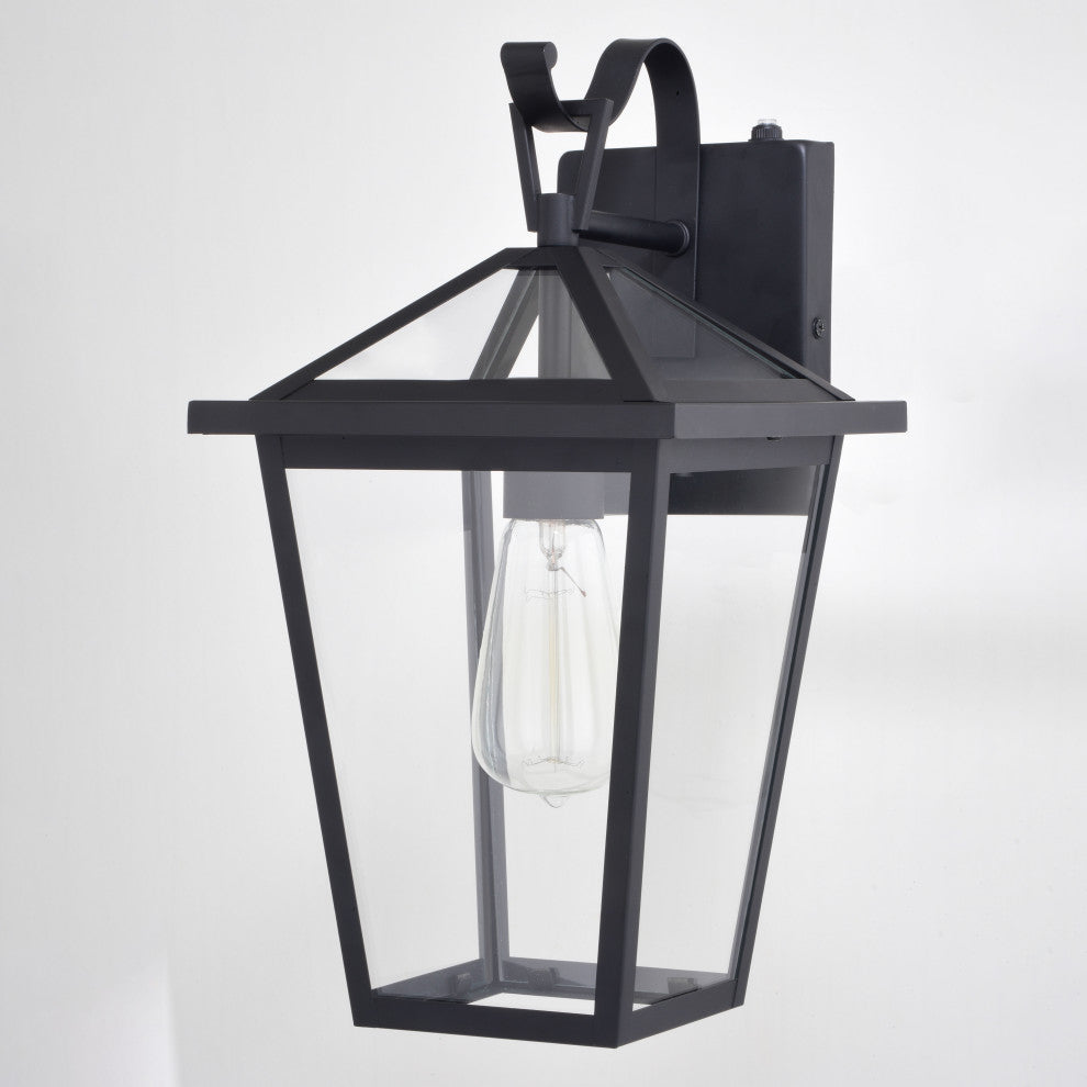 Derby 8-in W 1 Light Dusk to Dawn Matte Black Outdoor Wall Lantern Clear Glass