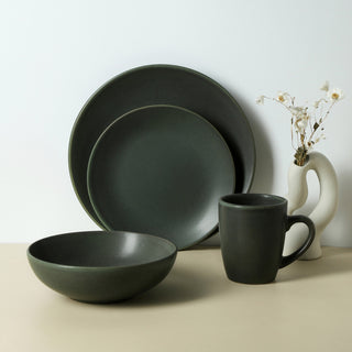 Stone Lain Grao Stoneware Dinnerware Set, Green, 16-Piece