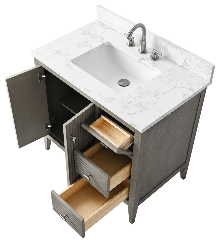 Vanity Art Freestanding Vanity, Driftwood Gray, 36", Single Sink, Brushed Nickel