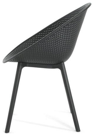 GDF Studio Outdoor Polypropelene Plastic Gable Dining Chairs, Set of 2, Black
